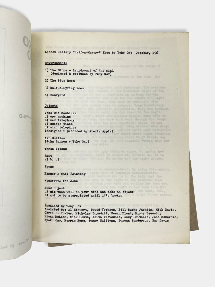 ONO, Yoko. Catalogue of the exhibition Half-a-Wind-Show at the