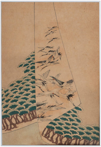 Kimono Hem - Cranes and Pine Tree