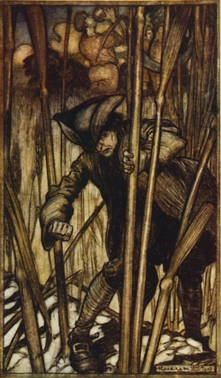 Arthur Rackham Gulliver is struck with fear at first sight of the Brobingnagian reapers.