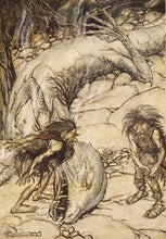 Load image into Gallery viewer, Arthur Rackham The dwarfs quarreling over the body of Fafner