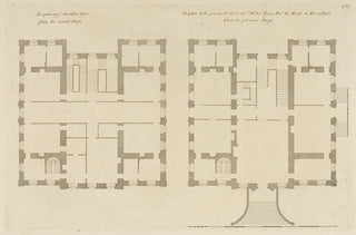 Hulsbergh after Colen Campbell (1676-1729). The elevation of Sr. Walter Yonge Bart His house in Devonshire [Escot House], (2 plates: elevation and plan). [[bmid:2051340a]]