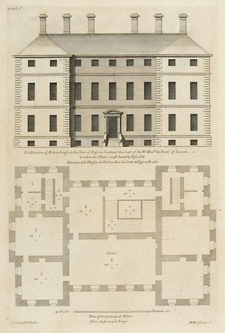Hulsbergh after Colen Campbell (1676-1729). The Elevation of Melvin house in the Shire of Fyfe. [[bmid:2051362]]
