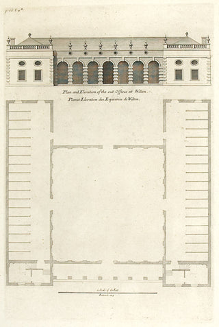 Hulsbergh after Colen Campbell (1676-1729). Plan and Elevation of the out Offices at Wilton. [[bmid:2051531]]