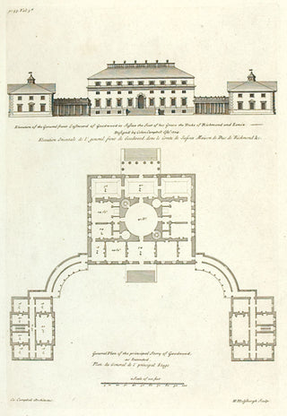 Hulsbergh after Colen Campbell (1676-1729). Elevation of the General Front Eastward of Goodwood in Sussex. [[bmid:2051542]]