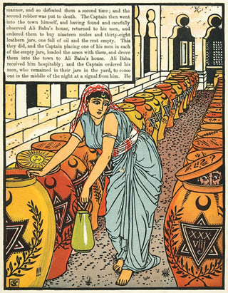 Walter Crane (1845 -1915). Morgiana finds a man in every jar.