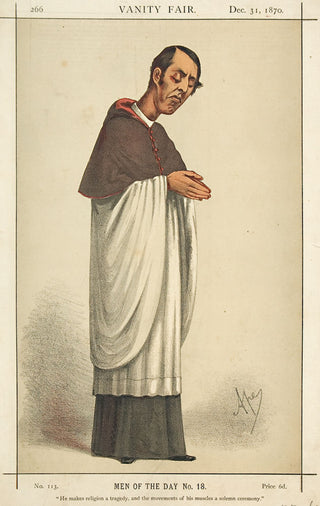 Ape (Carlo Pellegrini). Rev MacKonchie. "He makes religion a tragedy, and the movements of his muscles a solemn ceremony".