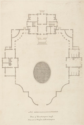 Hulsbergh after Colen Campbell (1676-1729) The Elevation of Rowhampton house in Surrey, (2 plates: elevation and plan)