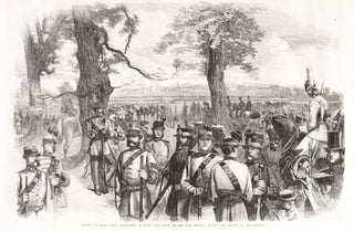 Unknown. Review of Rifle Corps Volunteers in Hyde Park.-Scene in the Park Shortly before the arrival of her Majesty.