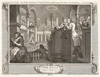 HOGARTH, William. The Industrious 'Prentice performing the Duty of a Christian. Plate 2.