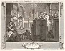 Load image into Gallery viewer, HOGARTH, William. The Industrious 'Prentice performing the Duty of a Christian. Plate 2.