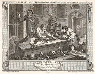 HOGARTH, William. The Idle 'Prentice at Play in the Church Yard. Plate 3.