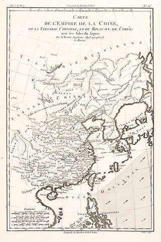 BONNE, Rigobert. Carte De L'Empire De La Chine.