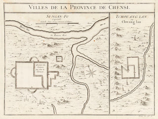 BELLIN, Jacques Nicholas. Villes de la Province de Chensi. ( Map of Shanxi Province, China).