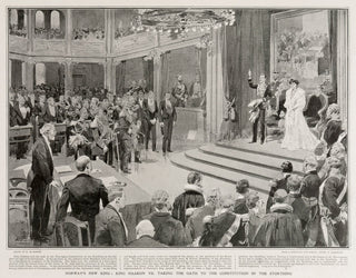 The Graphic. Norway's New King: King Haakon VII. taking The Oath of the Constitution in The Storthing.