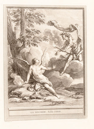 [LA FONTAINE, Jean de.] BREWER, Frances J. The Fables of Jean de la Fontaine. Monograph by Frances J. Brewer. With a Leaf from the Memorial Edition of the Fables Chosies, illustrated by Jean-Bapiste Oudry and Printed in Paris by Charles-Antoine Jombert 1…