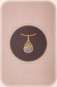 Original gouache design - pendant with oval gem