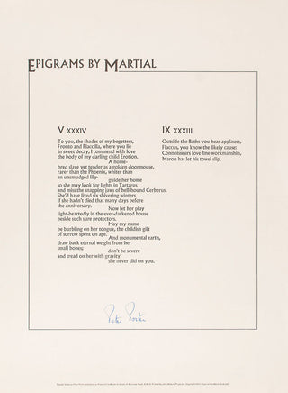 PORTER, Peter. Epigrams by Martial.
