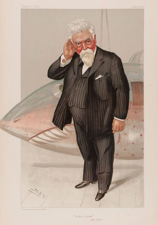 SPY (Sir Leslie Ward). Sir Hiram Stevens Maxim. "In the Clouds."