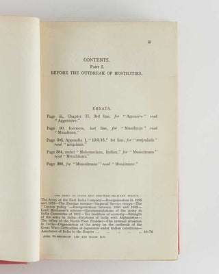 MOBERLY, Frederick James. The Campaign in Mesopotamia 1914-1918. Compiled, at the Request of the Government of India, under the Direction of the Historical Section of the Committee of Imperial Defence.