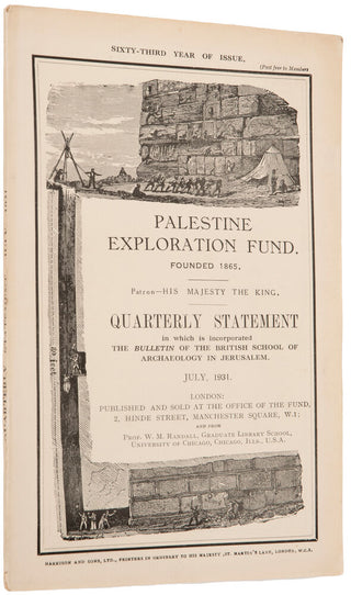 PALESTINE EXPLORATION FUND. Quarterly Statement. In which is incorporated The Bulletin of the British School of Archaeology in Jerusalem.