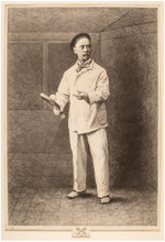 Load image into Gallery viewer, AM. Charles Delahaye holding a Real Tennis Racket.
