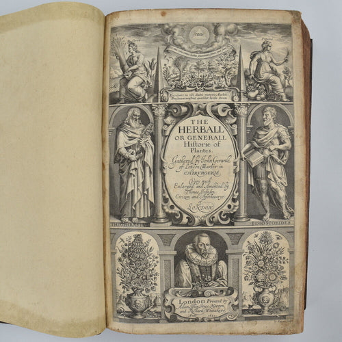 GERARDE, John. The Herball or Generall Historie of Plantes … Very much Enlarged and Amended by Thomas Johnson Citizen and Apothecarye of London.