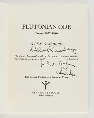 GINSBERG, Allen Plutonian Ode and Other Poems 1977-1980 [[bmid:2120326a]]