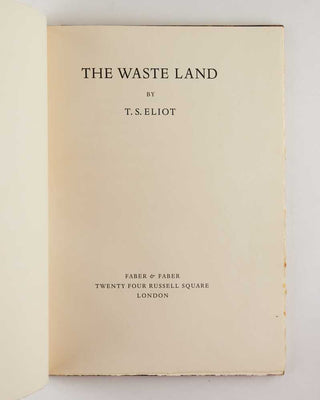 ELIOT, T.S. The Waste Land.