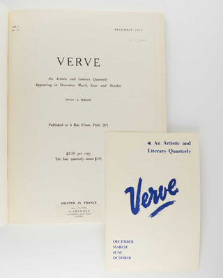 [TERIADE, pseudonym for Stratis ELEFTHERIADES, ( editor )]. VERVE Issues 1-4. I. December 1937; II. Spring 1938 (March–June); III. October–December 1938; IV. January–March 1939.