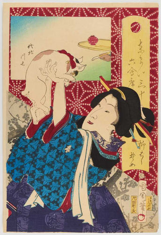 KUNICHIKA, Toyohara (1835-1900). Cat and Beauty. [[bmid:2121149]]