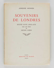 Load image into Gallery viewer, MONNIER, Adrienne. Souvenirs de Londres. Petite suite anglaise.