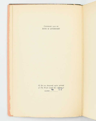 ELIOT, T.S. The Waste Land. [[bmid:2121244d]]
