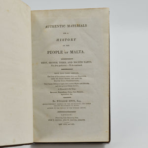 Authentic Materials for a History of the People of Malta. First …