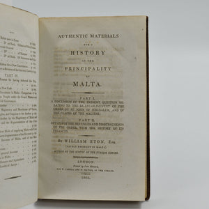 Authentic Materials for a History of the People of Malta. First …