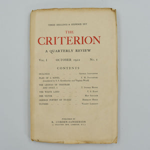 The Waste Land, in The Criterion. A Quarterly Review, vol. I …