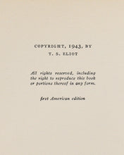 Load image into Gallery viewer, ELIOT, T.S. Four Quartets.