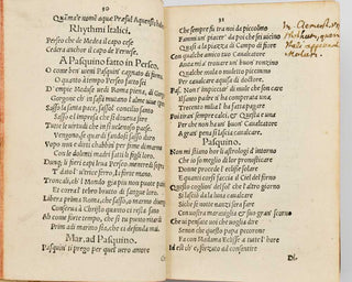 CURIONE, Celio Secondo. Pasquillorum tomi duo. Quorum primo versibus ac rhythmis, altero soluta oratione conscripta quamplurima continentur, ad exhilarandum, confirmandumque hos perturbatissimo rerum statu pij lectoris animum, apprime conducentia. Eorum… [[bmid:2122132a]]