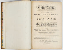 Load image into Gallery viewer, [BASKERVILLE BIBLE.]. The Holy Bible, containing the Old Testament and the New: translated out of the original tongues, and with the former translations diligently compared….