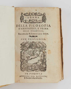 Somma della filosofia d’Aristotele, e prima della dialettica