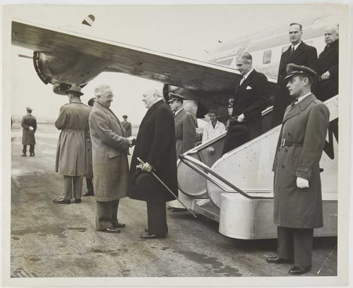 Photograph of Winston Churchill with Harry S. Truman at National Airport