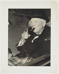 Photograph of Winston Churchill in car
