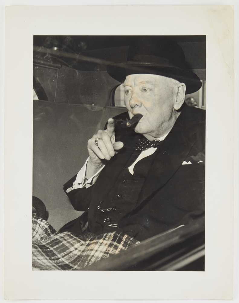 Photograph of Winston Churchill in car