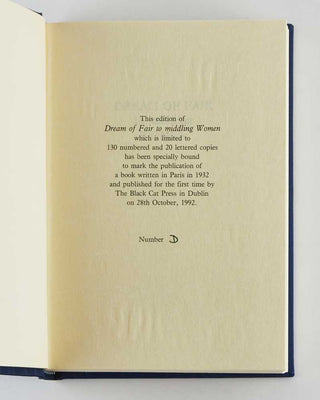 BECKETT, Samuel. Dream of Fair to Middling Women.
