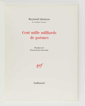 Load image into Gallery viewer, QUENEAU, Raymond; François LE LIONNAIS ( postface ). Cent mille milliards de poèmes.