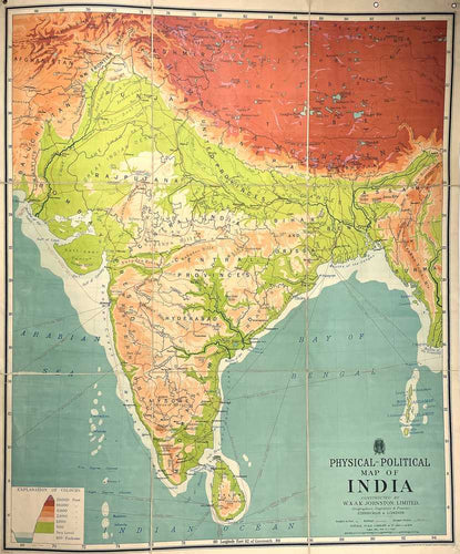 Physical-Political Map of India. Constructed by W. & A. K. Johnston