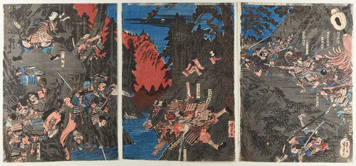 Kiso Yoshinaka and Tomoe Gozen in the battle of Kurikaradani