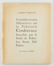 Load image into Gallery viewer, Considérations Objectives sur la Pédérastie