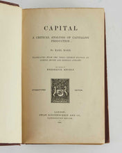 Load image into Gallery viewer, MARX, Karl; Samuel MOORE and Edward AVELING ( translators ). Capital: A Critical Analysis of Capitalist Production … Translated from the Third German Edition.