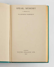 Load image into Gallery viewer, NABOKOV, Vladimir. Speak Memory.