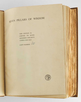 LAWRENCE, T.E. Seven Pillars of Wisdom a triumph.